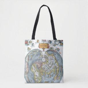 Tote Bag Carte du monde antique en forme de cœur vintage Pe