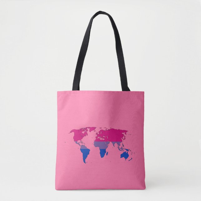 Tote Bag Carte du monde de la fierté bisexuelle (Devant)