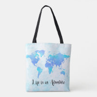 Carte du monde Purple & Blue La vie est une aventu