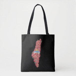 Tote Bag Carte Floral Palestine Dôme de Rock al quads Cadea
