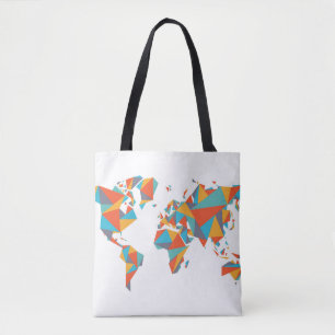 Tote Bag Carte géométrique abstraite du monde
