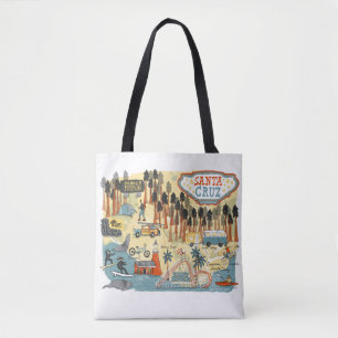 Tote Bag Carte illustrée par Californie de Santa Cruz