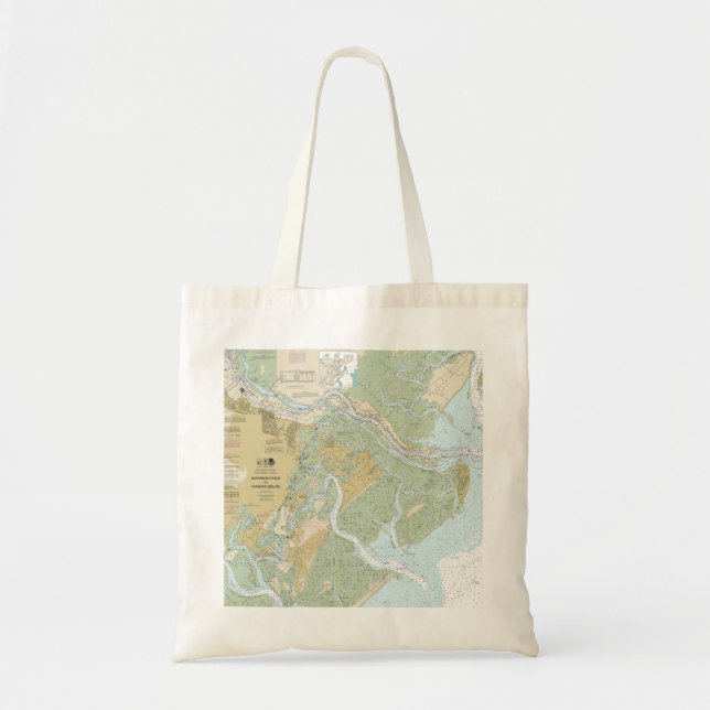 Tote Bag Carte marine de la rivière Savannah et du détroit  (Devant)