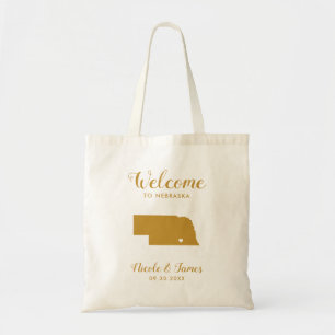 Tote Bag Carte Nebraska Mariage de bienvenue Sac, Or
