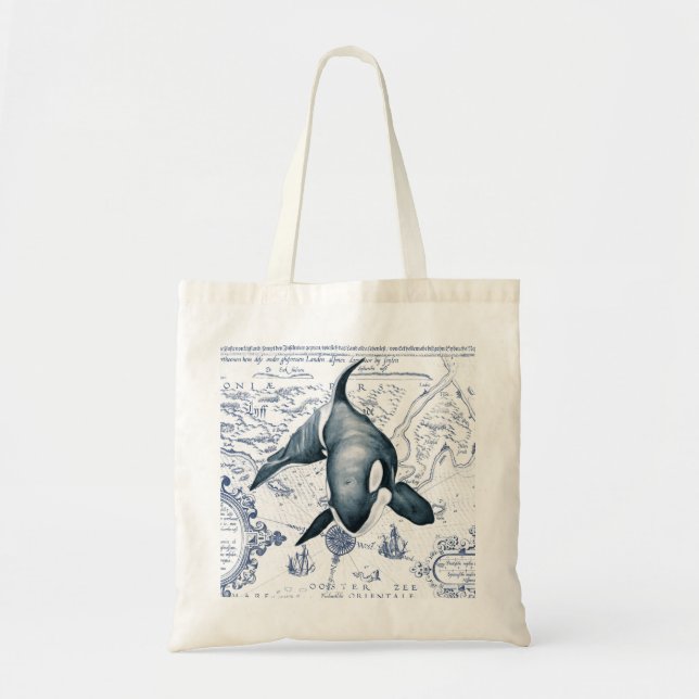 Tote Bag Carte Orca bleu (Devant)