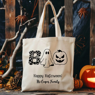 Tote Bag Carte ou traitement personnalisé Famille Boo Hallo