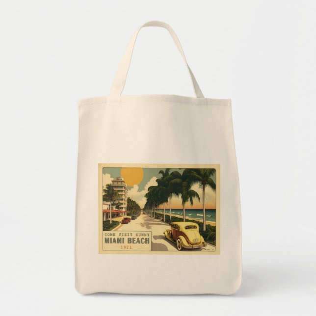 Tote Bag Carte postale 1920 Retro Miami Beach Ocean Drive (Devant)