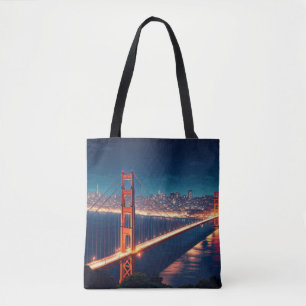 Tote Bag Carte postale de nuit du pont Golden Gate de San F