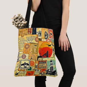 Tote Bag Carte postale Vintage voyage