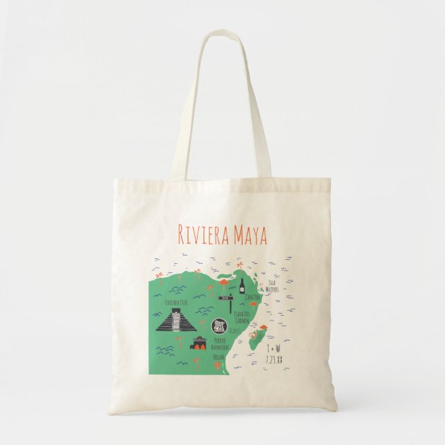 Tote Bag Carte Riviera Maya Fourre-tout (Devant)