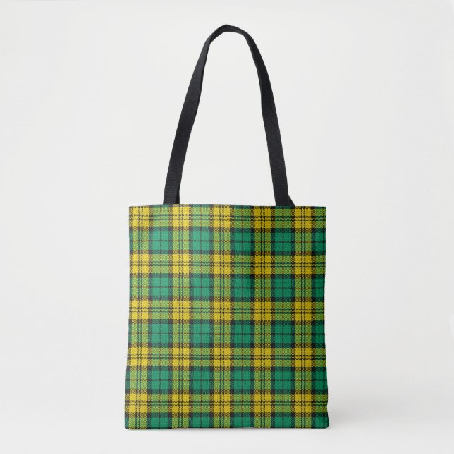 Tote Bag Carte Tartan Campbell Blackwatch jaune vert (Devant)