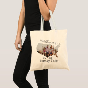Tote Bag Carte USA Outline Vacances Souvenir Famille Photo