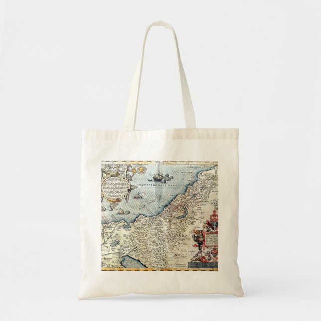 Tote Bag Carte vintage de la Palestine (Devant)