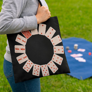 Tote Bag Cartes à jouer de cœur en cercle