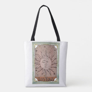 Tote Bag Cartes de tarot vintage soleil et lune dualité ama