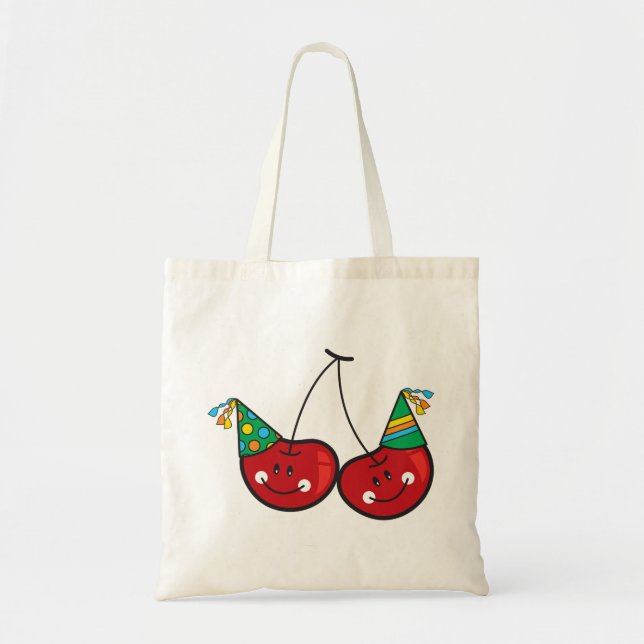 Tote Bag Cartographier Fun & Red Cheeky Cherries Avec Casqu (Devant)