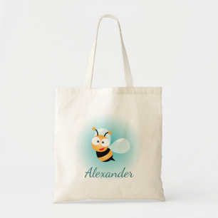 Tote Bag Carton d'abeille doux et bleu pastel