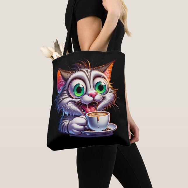 Tote Bag Carton de chat Expresso Double (De près)
