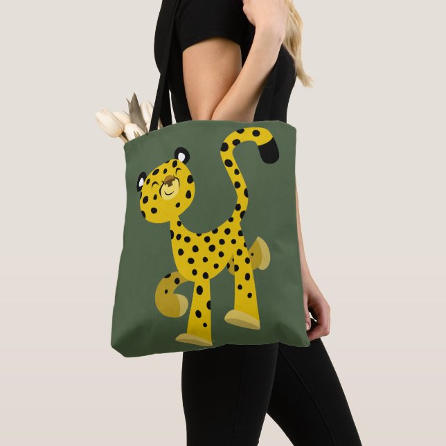 Tote Bag Carton joyeux mignon Cheetah (De près)