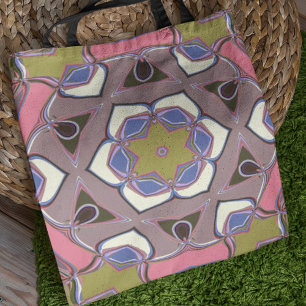 Tote Bag Carton Mandala Flower bleu rose et jaune Fourre-to