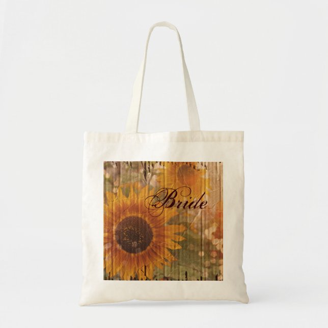 Tote Bag carton rustique pays tournesol mariée (Devant)