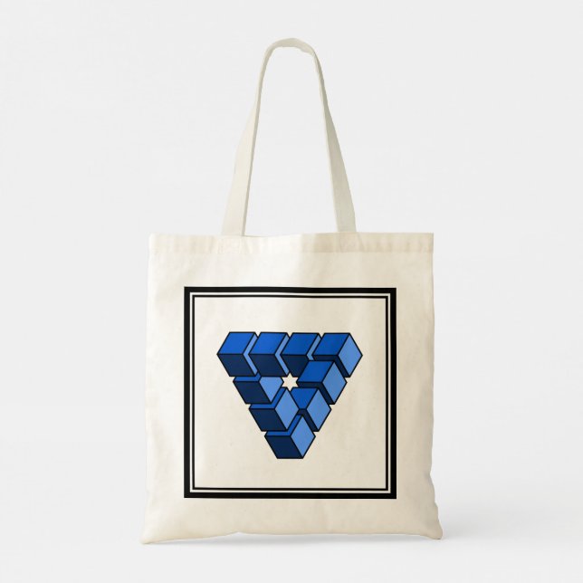 Tote Bag Cartoon Bleu Jouet Noir Blocs Triangle Tot Graphiq (Dos)