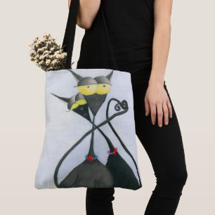Tote Bag Cartoon de chats gris et noir