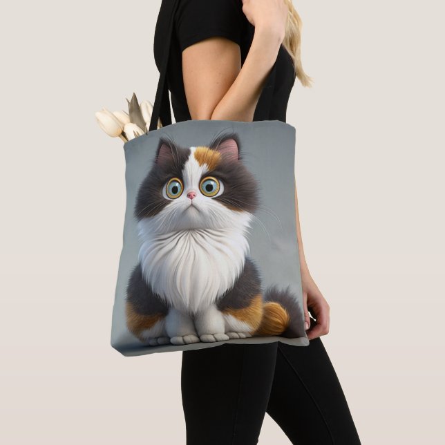 TOTE BAG CARTOON DE SÉJOUR ADORABLE CALICO CAT (De près)