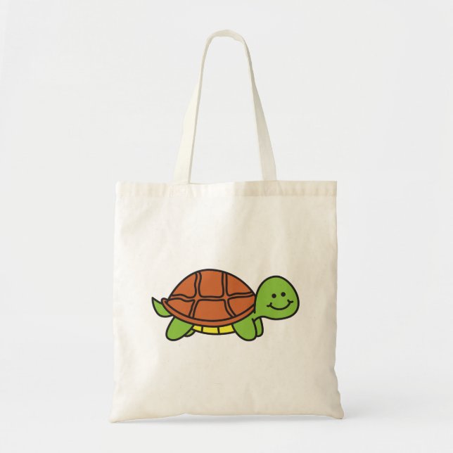 Tote Bag Cartoon de tortue souriante mignonne (Devant)