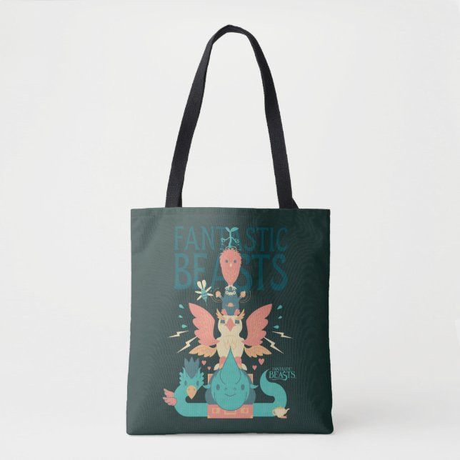Tote Bag Cartoon Fantastic Beasts Emerge From Suitcase (Devant)