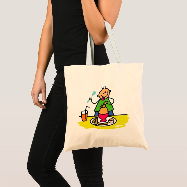 Tote Bag Cartoon Kid Savourez un repas avec du jus et des o (Créateur téléchargé)
