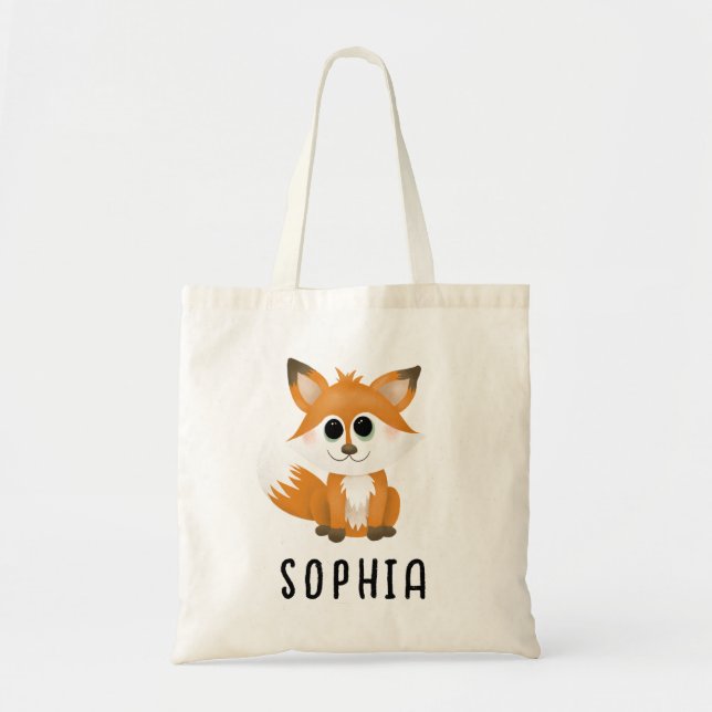 Tote Bag Cartoon mignon de Fox Whimsical (Devant)