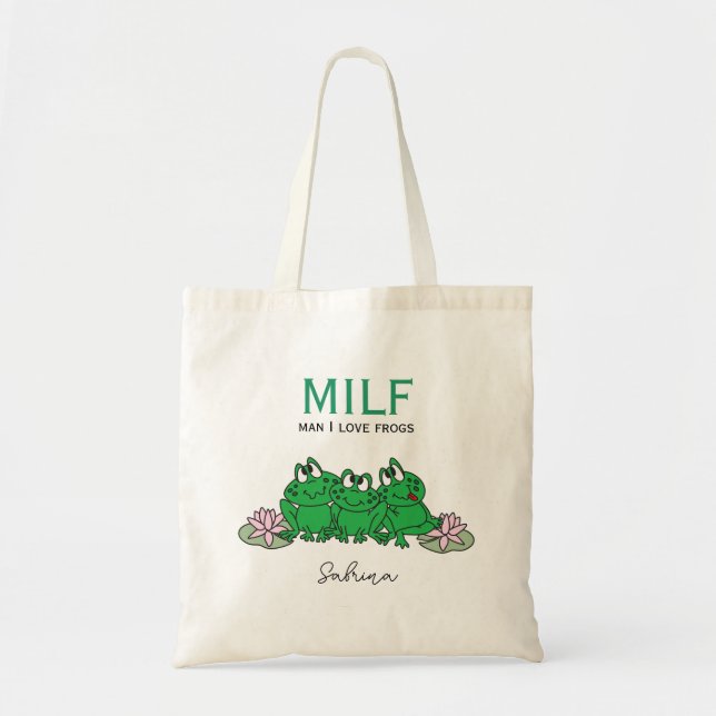 Tote Bag Cartoon mignon - Homme I Love Frogs (Devant)