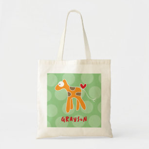 Tote Bag Cartoon mignon Orange Giraffe Love Dots amusants E