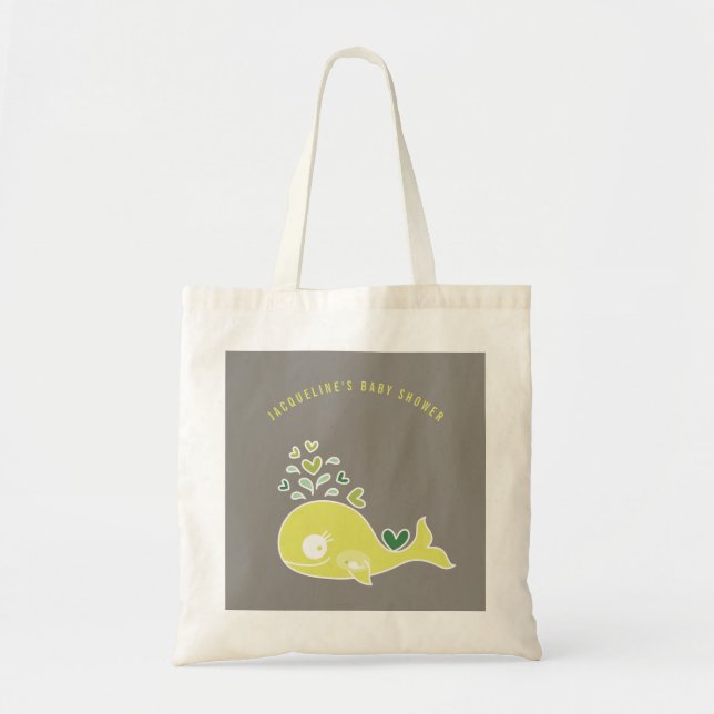 Tote Bag Cartoon Pregnant Green Mommy Baby shower baleine (Devant)