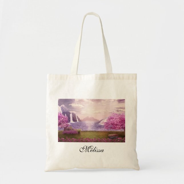 Tote Bag Cascades et cerisiers autour d'un lac (Devant)