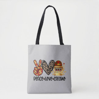 Tote Bag Casino Peace Love sur Grey
