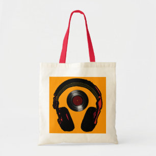 Tote Bag casque dj et disque vinyle