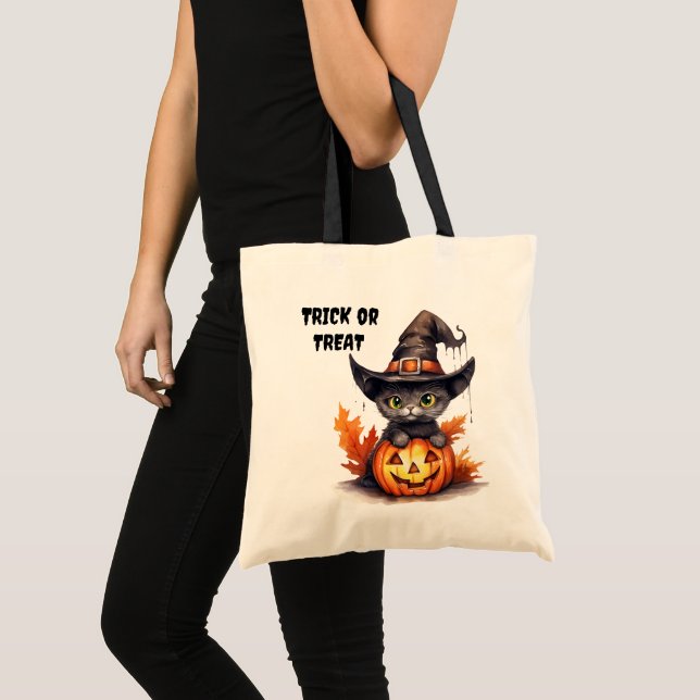 Tote Bag Casquette de sorcière de Kitten noir pour enfants  (Devant (produit))