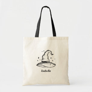Tote Bag Casquette de sorcière noir et blanc Halloween pers