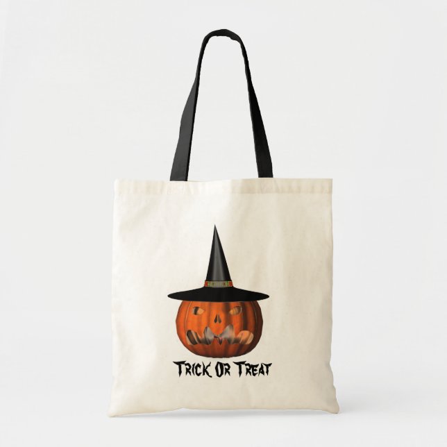 Tote Bag Casquette sorcière citrouille Halloween mignonne (Devant)