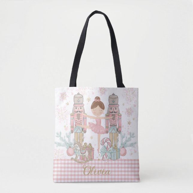 Tote Bag Casse-noisette Whimsical Pastel Rose Ballet de Noë (Devant)