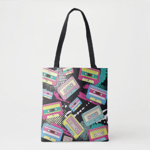 Tote Bag cassettes multicolores sur une couture arrière - p