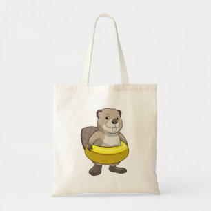 Tote Bag Castor à la natation avec anneau de natation