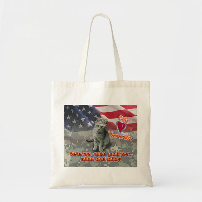 Tote Bag Cat adopte un vétéran pour un ami à vie (Devant)