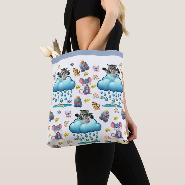 Tote Bag, Cat Dog Mice Rainbow Fish Bag (Close Up)