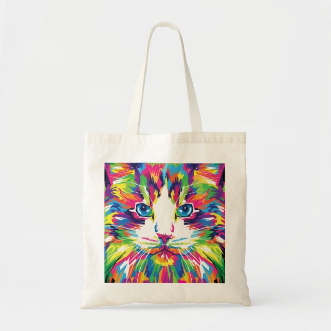 Tote Bag Cat Face géométrique Prismatic Design-32453 (Devant)