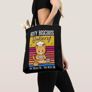 Tote Bag Cat Kneading Baker Kitty Biscuits On Knead Em You
