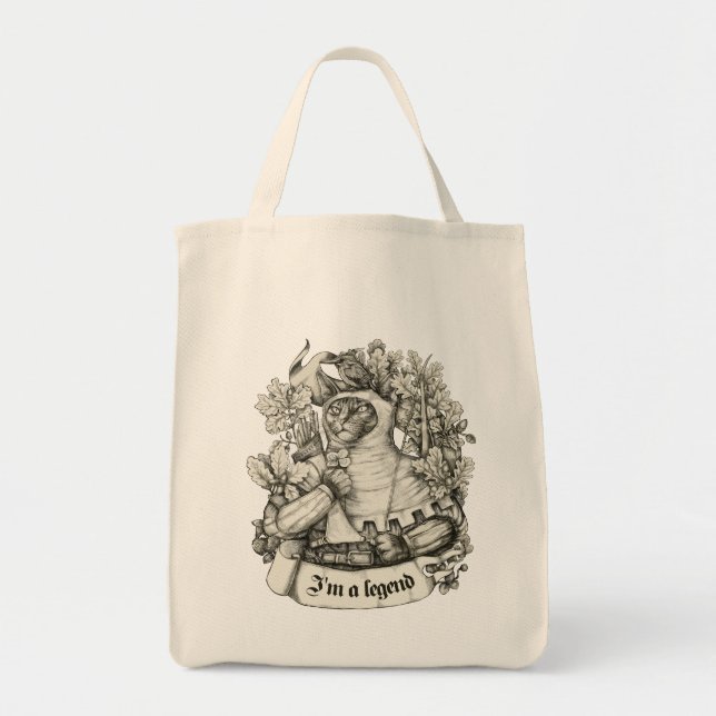 Tote Bag Cat Knight vintage impression (Devant)