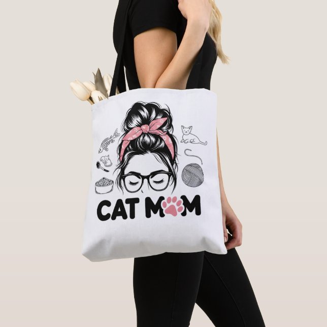 Tote Bag "Cat Mom" Funny Cute Cat Lover Women (De près)